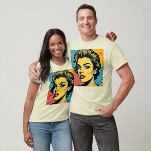 Mooi Vrouwelijk Pop Art Portret T-shirt