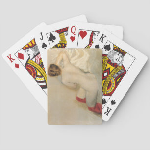 Mooi Vrouwen lichaam met rode kousen Pokerkaarten