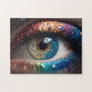 Mooi vrouwen oog met make-up legpuzzel