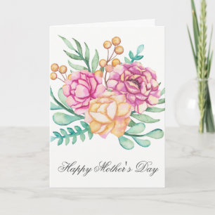 Mooi Waterverf Bloemen Moederdagkaart Kaart