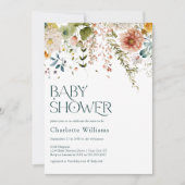 Mooi waterverf bloemig babyshower uitnodiging (Voorkant)