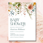 Mooi waterverf bloemig babyshower uitnodiging