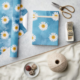 Mooi Waterverf Daisy inpakpapier
