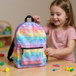 Mooi waterverf pastel regenboog sterren bedrukte rugzak