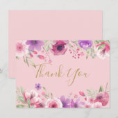 Mooi Weide Bloemen Goud Schrift Bedankt (Voorkant / Achterkant)