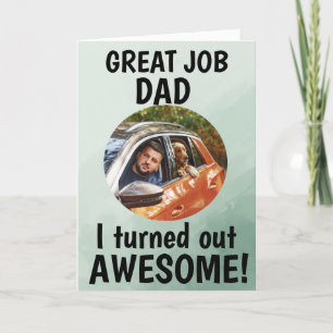 Mooi werk, pap... Fathers Day Custom Foto Green Bedankkaart