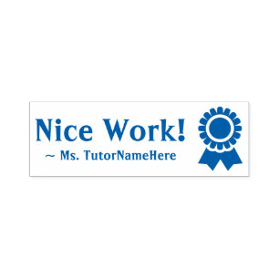 "Mooi werk!" + Schoolleraar Naam Rubber Stempel