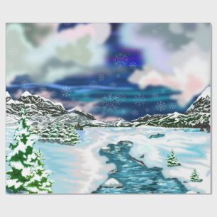 mooi winterlandschap inpakpapier