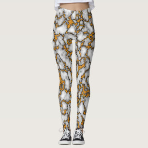 Mooi wit en goud marmeren textuur ontwerp leggings