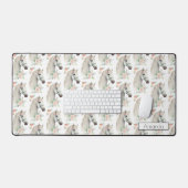 Mooi wit paard Boho bloemenpatroon Bureaumat (Keyboard & Muis)