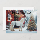 Mooi wit paard en rode schuur briefkaart (Voorkant / Achterkant)