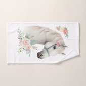Mooi wit paard hoofd boho bloemen bad handdoek (Handdoek)