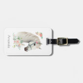 Mooi wit paard hoofd boho bloemen bagagelabel (Voorkant horizontaal)