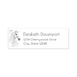 Mooi wit paard hoofd boho bloemen  zelfinktende stempel