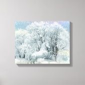Mooi wit paard in sneeuw canvas afdruk (Voorkant)