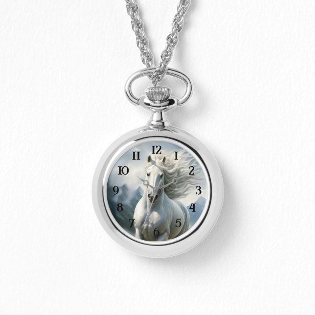 Mooi wit ruiterpaard horloge (Voorkant)