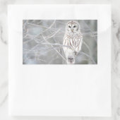 Mooi wit sneeuw uil ontwerp rechthoekige sticker (Tas)
