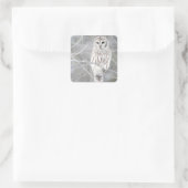 Mooi wit sneeuw uil ontwerp vierkante sticker (Tas)