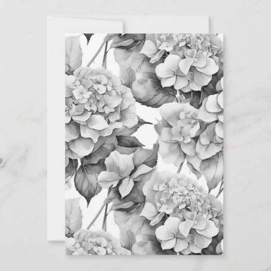 Mooi witte zwarte bloem waterverf bruidsdouche kaart (Achterkant)