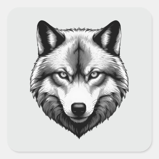 Mooi wolvengezicht vierkante sticker (Voorkant)