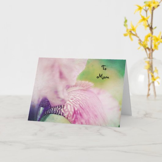 Mooi zachte Iris Moederdag kaart (Gele Bloem)