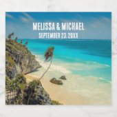 Mooi zandstrand tropisch paradijs bruiloft sparkling wijnetiket (Enkel label)