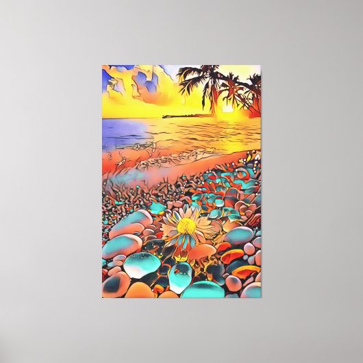 Mooi Zonsondergang Landschap in Digitale Kunst Sch Canvas Afdruk (Voorkant)