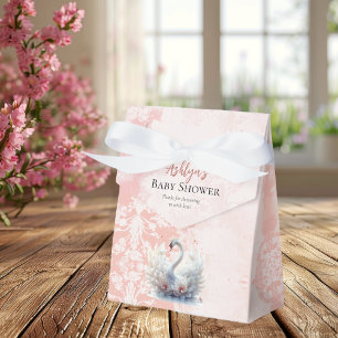Mooi zwaan roze bloemig damast meisje Baby shower Bedankdoosjes