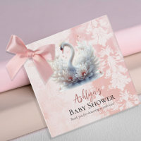 Mooi zwaan roze bloemig damast meisje Baby shower