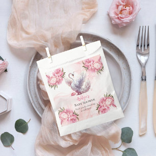 Mooi zwaan roze bloemig meisje Baby shower Bedankzakje