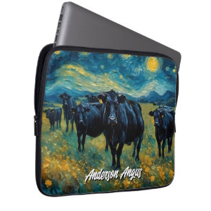 Mooi zwart Angus vee Laptop Sleeve