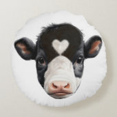 Mooi zwart en wit Koe gezicht Rond Kussen (Achterkant)