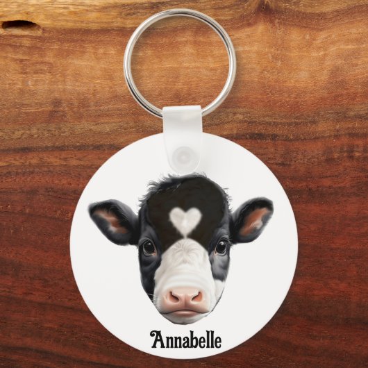 Mooi zwart en wit Koe gezicht Sleutelhanger (Achterkant)