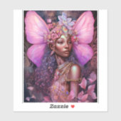 Mooi zwart meisje met fantasy Art Sticker (Vel)