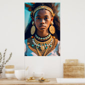 Mooi zwart meisje van Oost-Afrikaanse etniciteit Poster (Keuken)