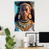 Mooi zwart meisje van Oost-Afrikaanse etniciteit Poster (Thuiskantoor)