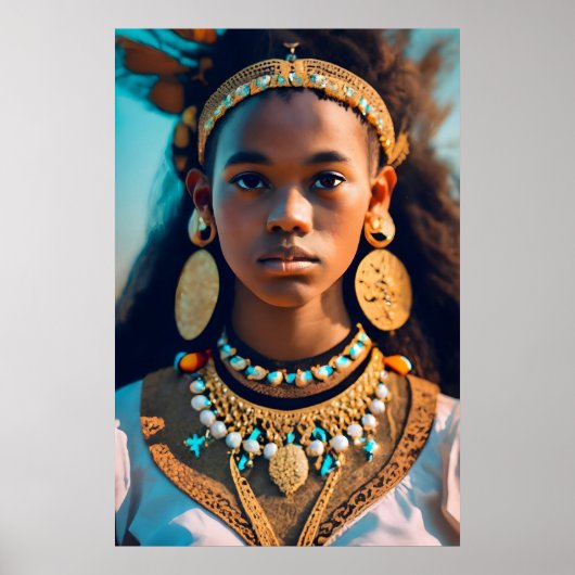 Mooi zwart meisje van Oost-Afrikaanse etniciteit Poster (Voorkant)