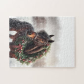 Mooi zwart paard met krans dier legpuzzel (Horizontaal)