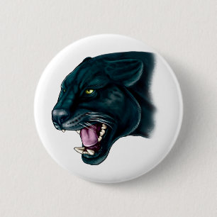 Mooi zwart panter ronde button 5,7 cm
