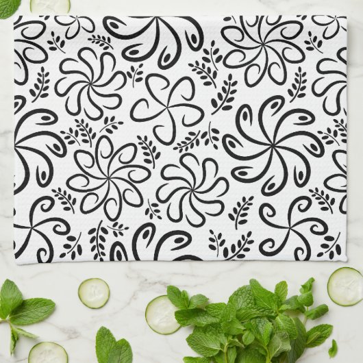 Mooi zwart-wit badlaken theedoek (Gevouwen)