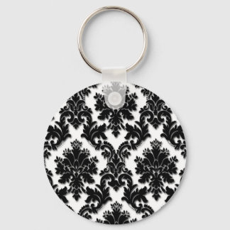 Mooi zwart-wit Damask-patroon Sleutelhanger
