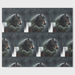 Mooi zwart wit paard ruitersport dier liefde cadeaupapier