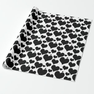 Mooi zwarte harten op wit voor je Valentijn Cadeaupapier