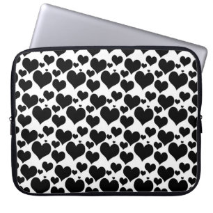 Mooi zwarte harten op wit voor je Valentijn Laptop Sleeve