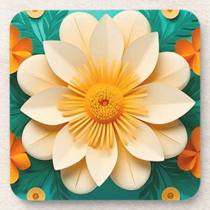 Mooie 3D-bloemen Bier Onderzetter