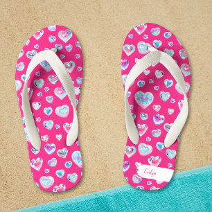 Mooie 3D glinsterende kristallen edelsteen harten Kinder Teenslippers