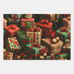 Mooie 3D Kerstmis Gifting Thema Inpakpapier Vel
