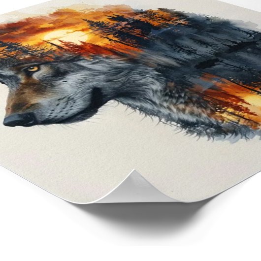 Mooie 3D Wolf Wilderness Wall Poster (Hoek)