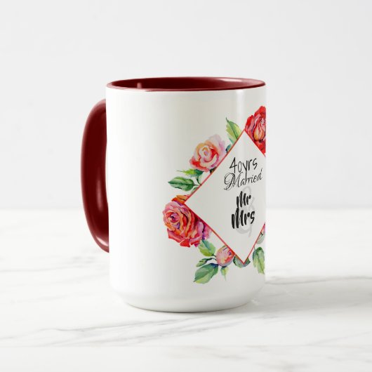 Mooie 40e bruiloft jubileum Rube rode rozen Mok (Voorkant links)