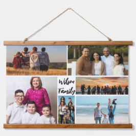 Mooie 6 familie fotocollage gepersonaliseerd hangend wandkleed